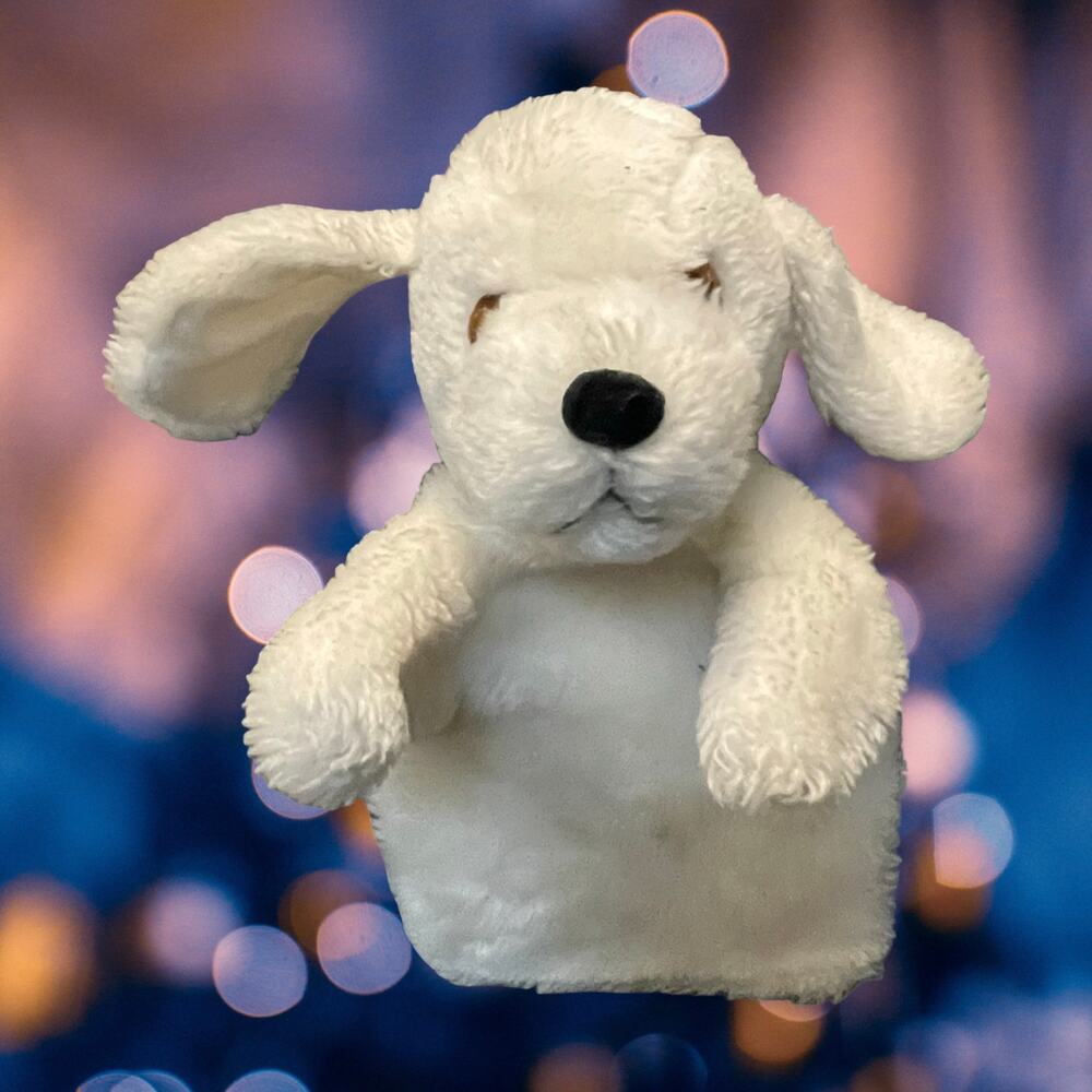 Fun Farm Puppy Hand Puppet 1974 Dakin White Orange Plush Dog Toy 70s Vintage